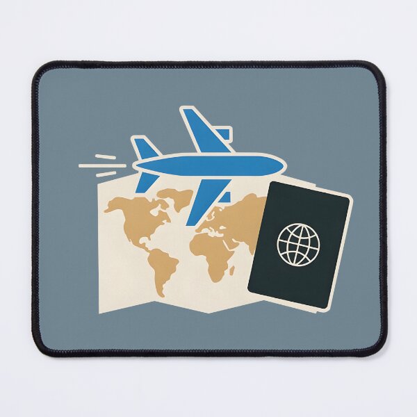 Item preview, Travel Adventure Airplane with Passport and World Map Illustration designed and sold by PalmixArt.