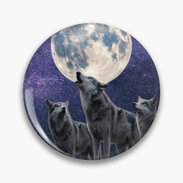 Item preview, Howling Wolves Under Full Moon – Isolated Wolf Pack with Moon designed and sold by Moodmercher.