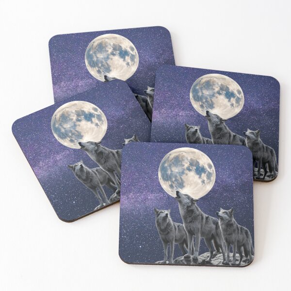 Item preview, Howling Wolves Under Full Moon – Isolated Wolf Pack with Moon designed and sold by Moodmercher.