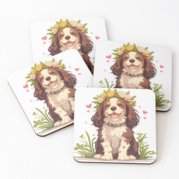 Item preview, Cute Brittany Spaniel with a flower crown designed and sold by MendaciousMina.
