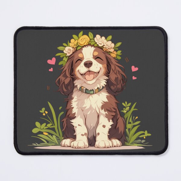 Item preview, Cute Brittany Spaniel with a flower crown designed and sold by MendaciousMina.