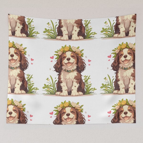 Item preview, Cute Brittany Spaniel with a flower crown designed and sold by MendaciousMina.