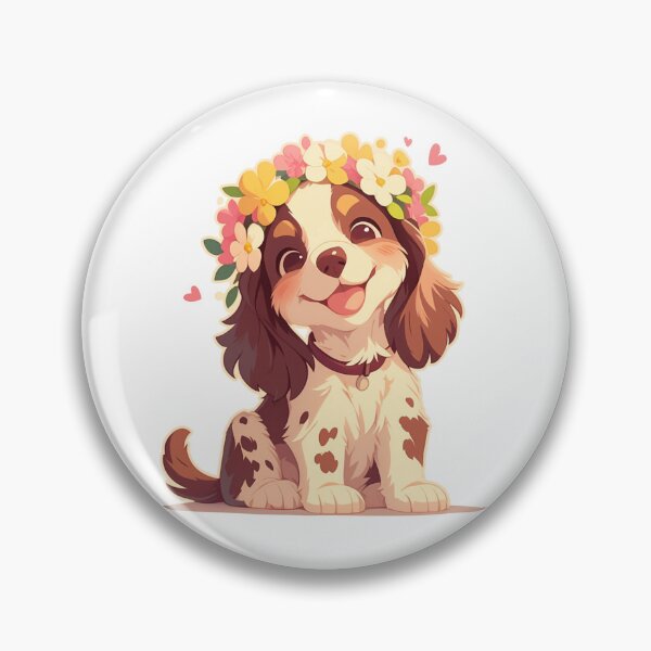 Item preview, Cute Brittany Spaniel with a flower crown designed and sold by MendaciousMina.