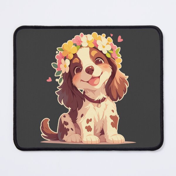 Item preview, Cute Brittany Spaniel with a flower crown designed and sold by MendaciousMina.