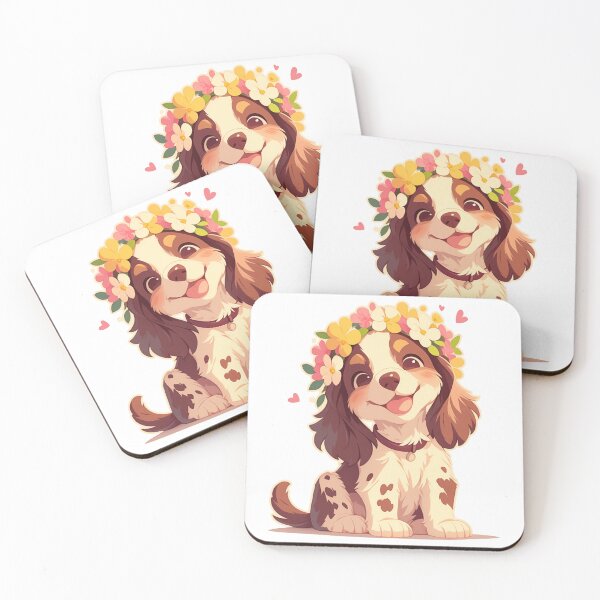Item preview, Cute Brittany Spaniel with a flower crown designed and sold by MendaciousMina.