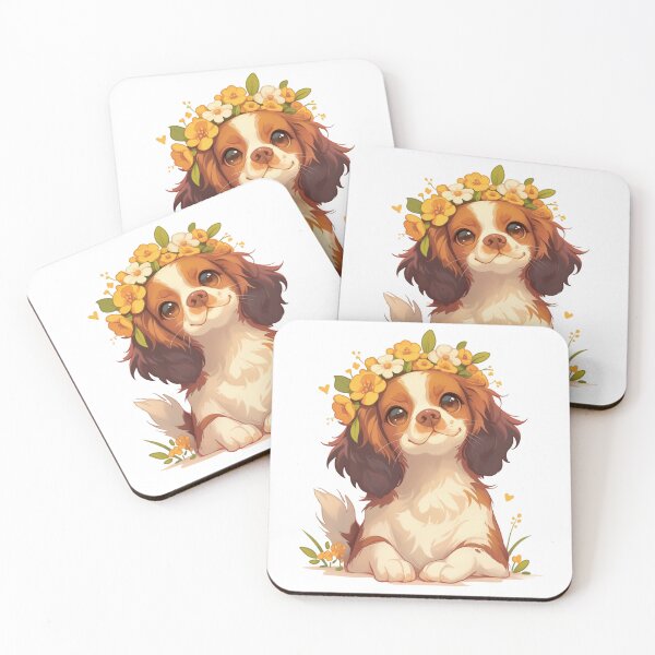 Item preview, Cute Brittany Spaniel with a flower crown designed and sold by MendaciousMina.