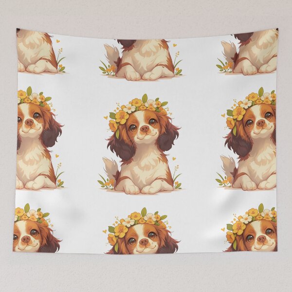 Item preview, Cute Brittany Spaniel with a flower crown designed and sold by MendaciousMina.