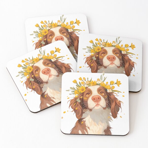 Item preview, Cute Brittany Spaniel with a flower crown designed and sold by MendaciousMina.