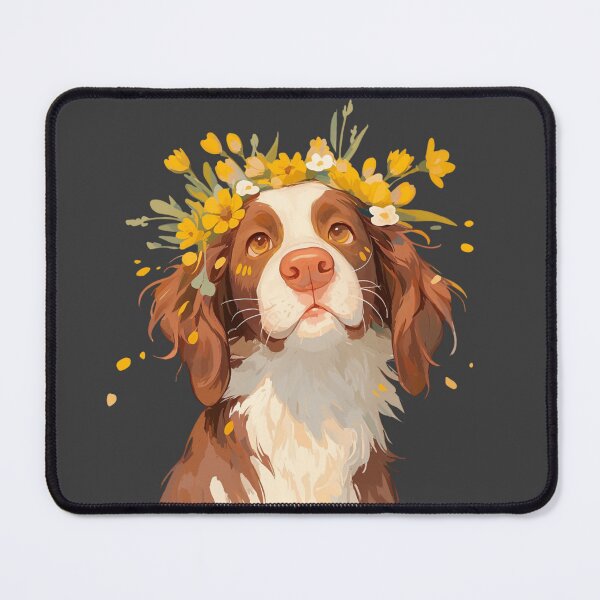Item preview, Cute Brittany Spaniel with a flower crown designed and sold by MendaciousMina.