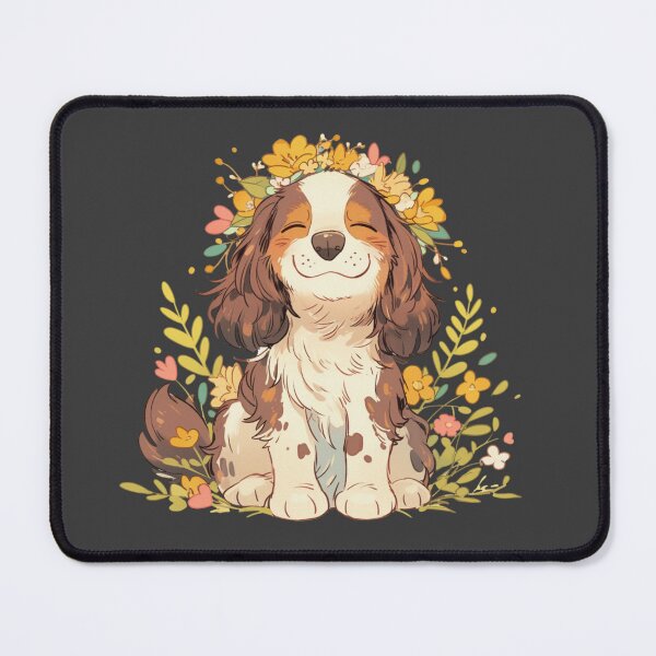 Item preview, Cute Brittany Spaniel with a flower crown designed and sold by MendaciousMina.