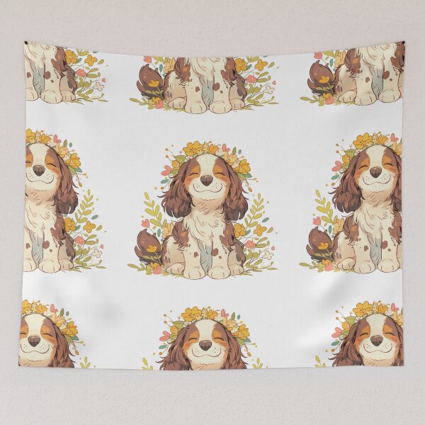 Item preview, Cute Brittany Spaniel with a flower crown designed and sold by MendaciousMina.