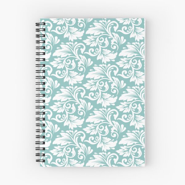 Item preview, Baroque Damask Pattern – Elegant Vintage Floral Scroll Design, Teal and White Classic Ornamental Aesthetic designed and sold by trendieprints.