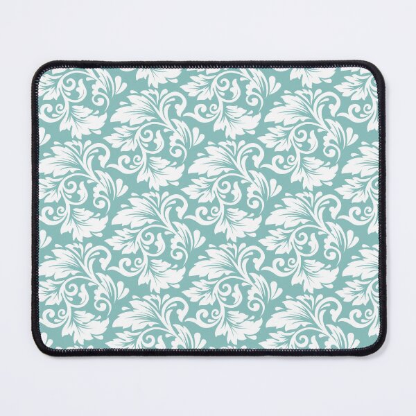 Item preview, Baroque Damask Pattern – Elegant Vintage Floral Scroll Design, Teal and White Classic Ornamental Aesthetic designed and sold by trendieprints.