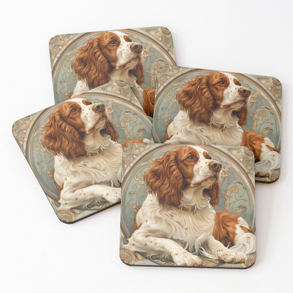 Item preview, Art nouveau Brittany Spaniel  designed and sold by MendaciousMina.