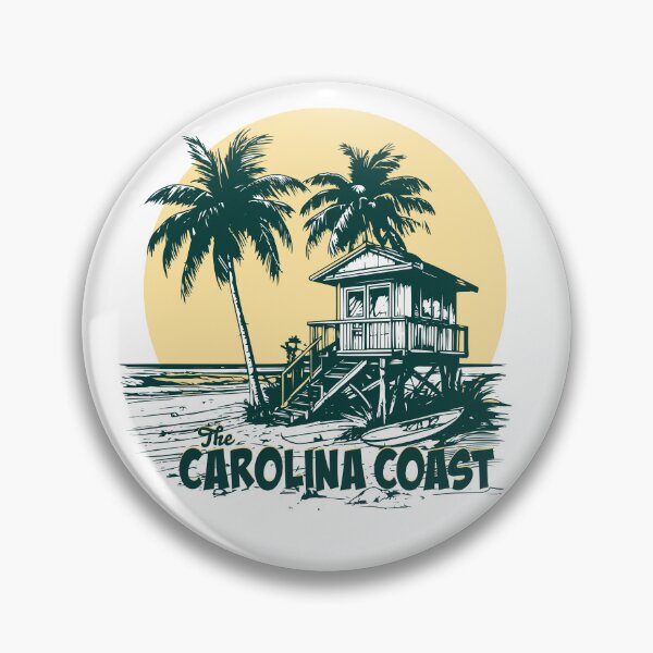 Item preview, The Carolina Coast Vintage Sunset Beach House with Palm Trees  designed and sold by SaltCreatives.