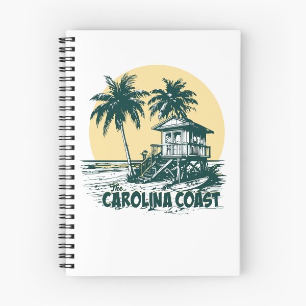 Item preview, The Carolina Coast Vintage Sunset Beach House with Palm Trees  designed and sold by SaltCreatives.