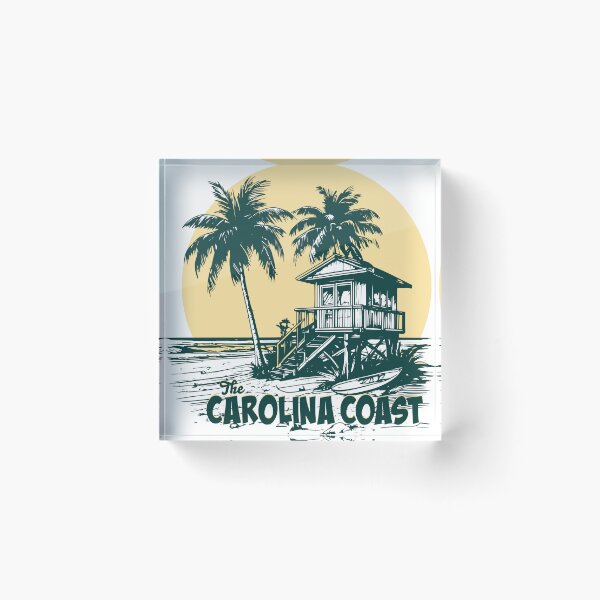 Item preview, The Carolina Coast Vintage Sunset Beach House with Palm Trees  designed and sold by SaltCreatives.