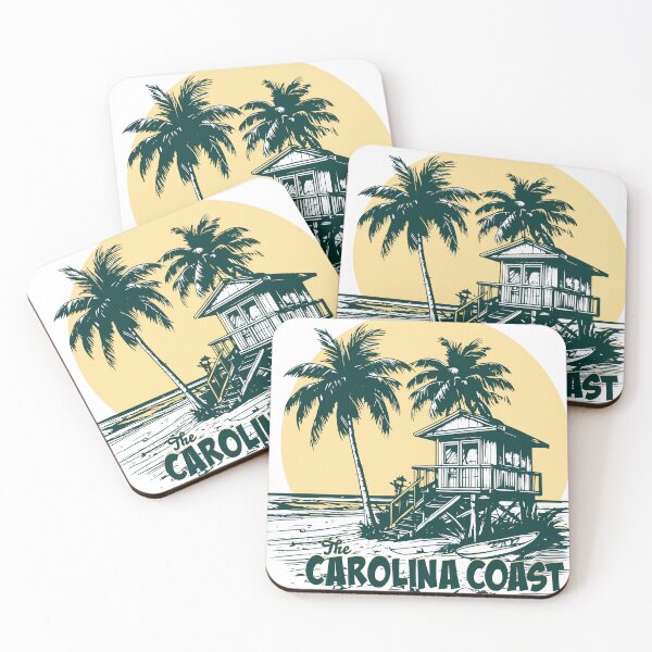 Item preview, The Carolina Coast Vintage Sunset Beach House with Palm Trees  designed and sold by SaltCreatives.