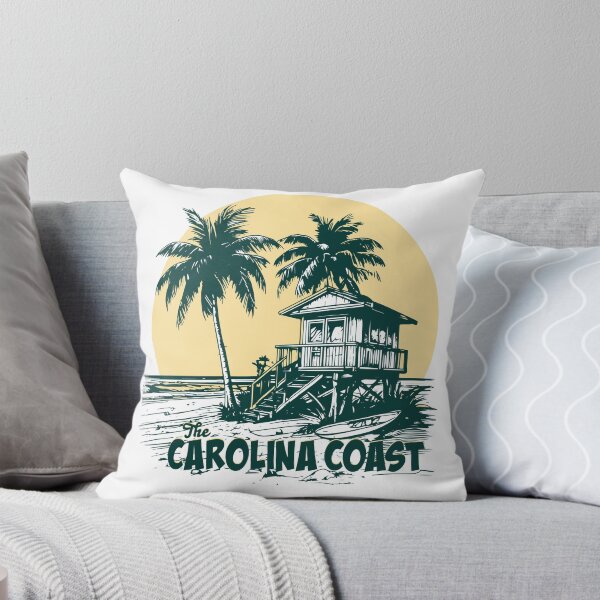 Item preview, The Carolina Coast Vintage Sunset Beach House with Palm Trees  designed and sold by SaltCreatives.