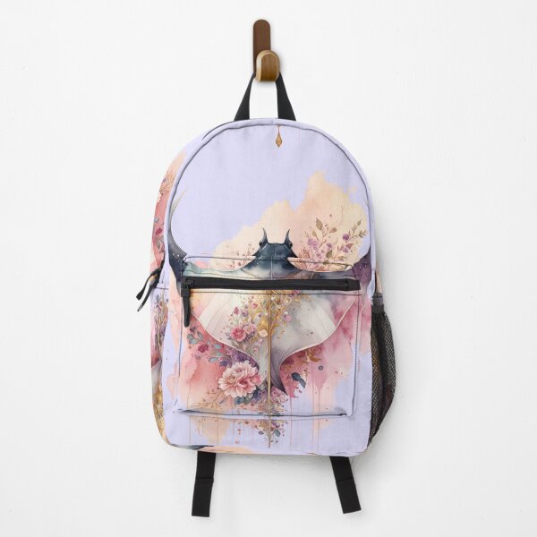 Item preview, Romantic floral watercolor manta ray botanical roses ocean art luxury print designed and sold by icemanphotos.