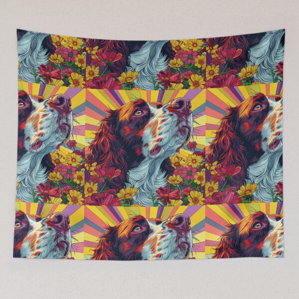 Item preview, Flower power Brittany Spaniel  designed and sold by MendaciousMina.