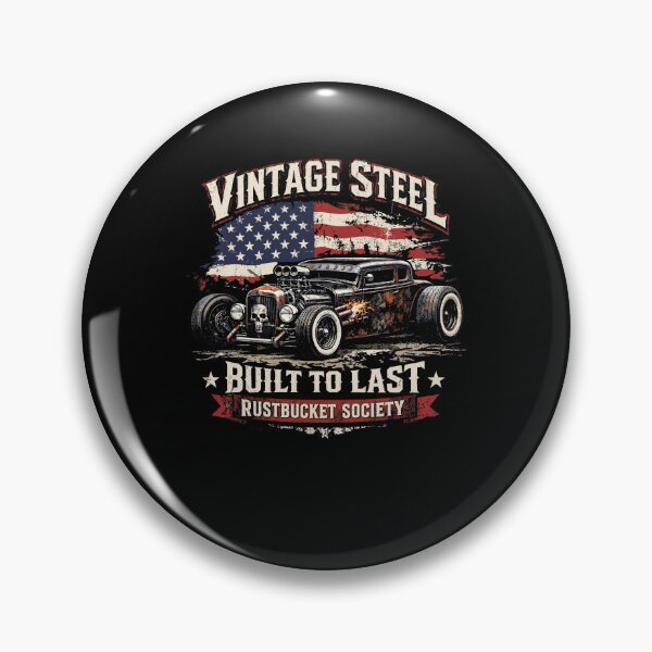 Item preview, Vintage Steel Built To Last Rustbucket Society Rat Rod American Flag designed and sold by KAWKAW-DRHM.