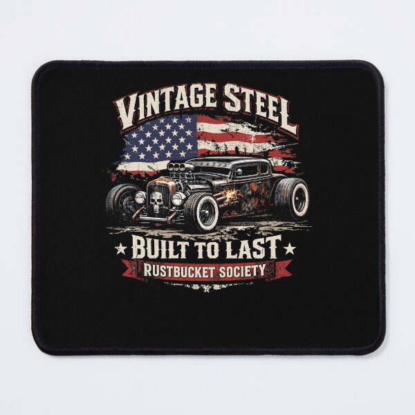 Item preview, Vintage Steel Built To Last Rustbucket Society Rat Rod American Flag designed and sold by KAWKAW-DRHM.