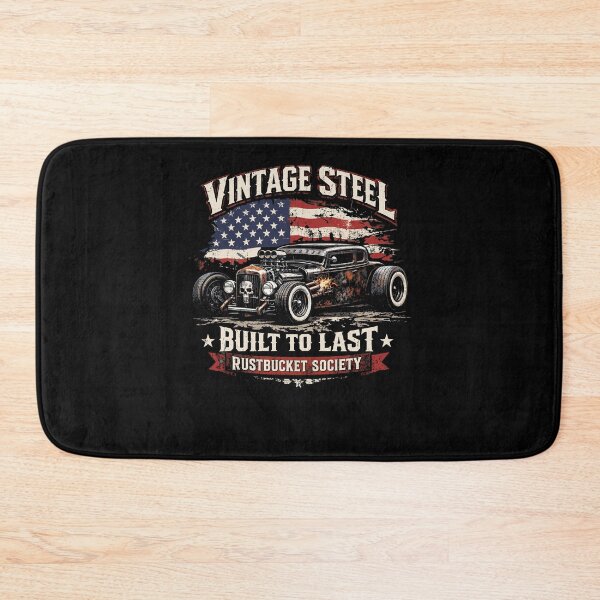 Item preview, Vintage Steel Built To Last Rustbucket Society Rat Rod American Flag designed and sold by KAWKAW-DRHM.