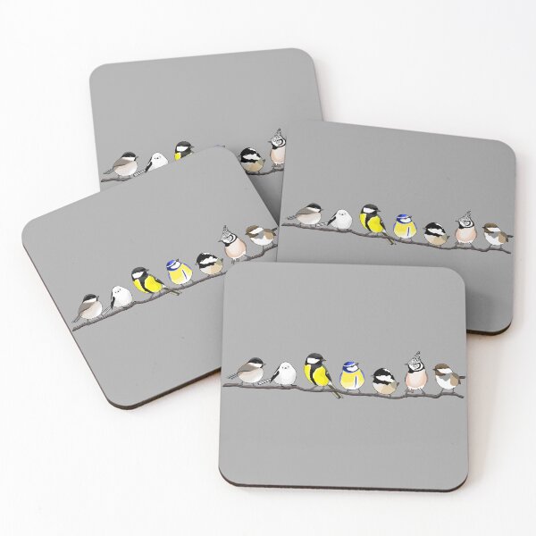 Item preview, A branch full of European tits (birds) designed and sold by ChirpingChicks.