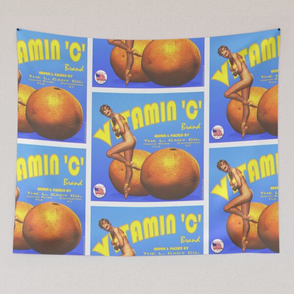 Item preview, Fruit crate label pin up Halftone Vitamin C brand  designed and sold by Lowtech.