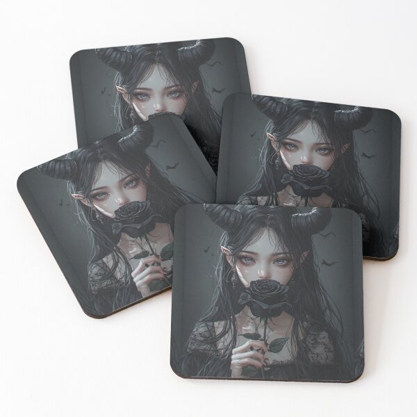Item preview, Gothic demon girl with black rose designed and sold by ArtsJulian.