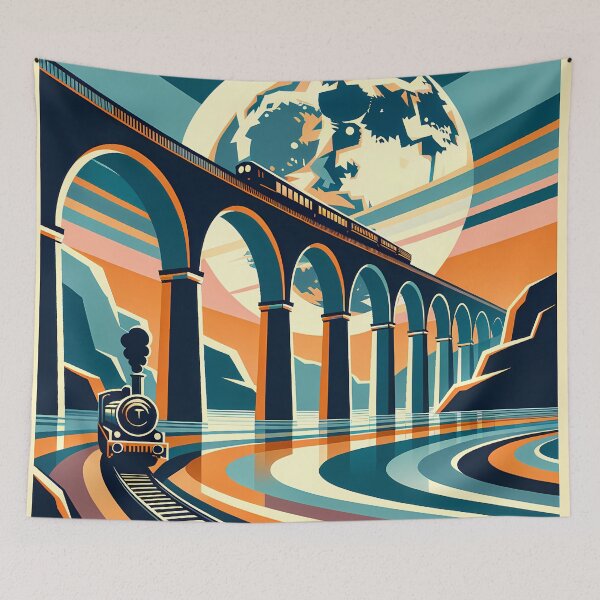 Item preview, Moonlit Viaduct Train designed and sold by InkSmithery.