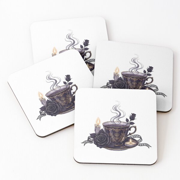 Aperçu de l'œuvre Bougie en forme de tasse à thé gothique rose créée et vendue par IllumeInk.