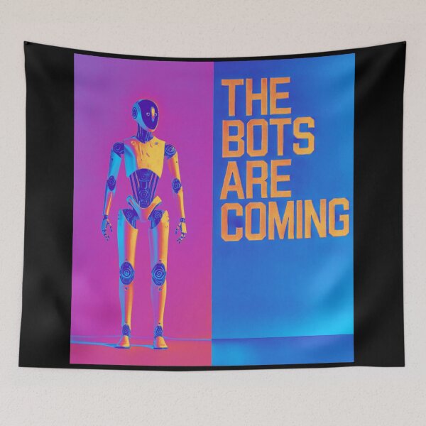 Item preview, The Bots Are Coming AI Sci Fi Futuristic Android AI Tech Graphic Tee designed and sold by TEEJAMBOREE.