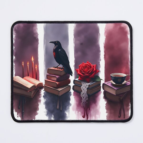 Item preview, Gothic Dark Academia Aesthetic Collage: Crow Raven Red Rose Candles Books designed and sold by VineVibe16Studio.