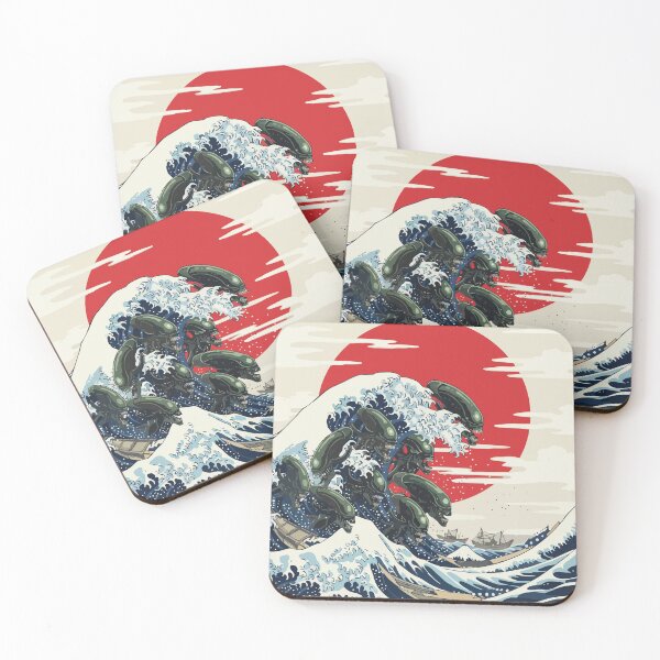 Item preview, Alien attack from a Hokusai Kanagawa wave designed and sold by tigrootiger.