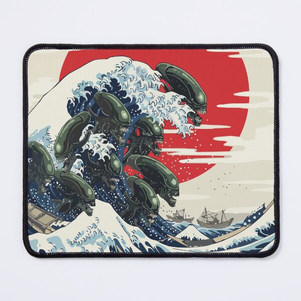Item preview, Alien attack from a Hokusai Kanagawa wave designed and sold by tigrootiger.