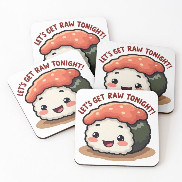 Item preview, Lets Get Raw Tonight Funny Kawaii Sushi Food Pun designed and sold by LunaPixelStudio.