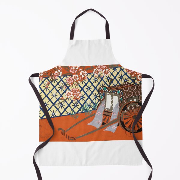 Item preview, Vintage Japanese Rickshaw With Cherry Blossom Lattice Screen and Traditional Textile Patterns designed and sold by portokalis.