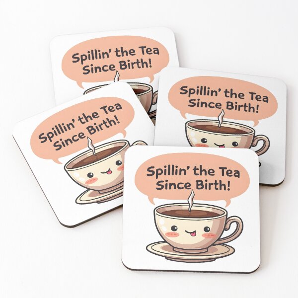 Item preview, Spillin The Tea Since Birth Funny Kawaii Tea Pun designed and sold by LunaPixelStudio.