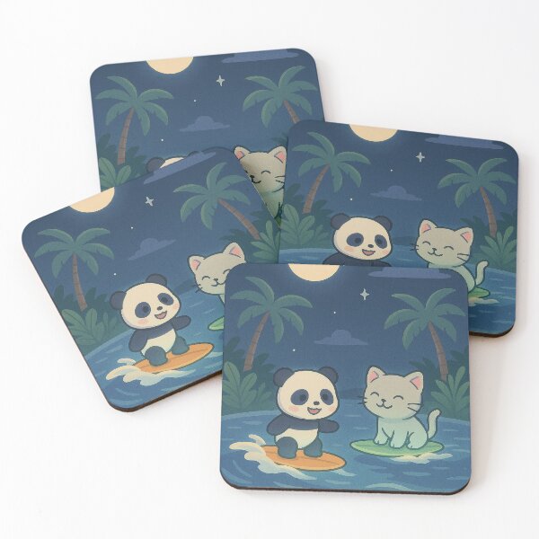 Item preview, Moonlight Surf – Panda & Kitten designed and sold by mbmstores.