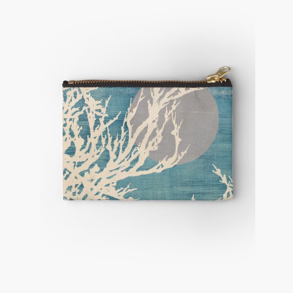Item preview, Textured Teal Illustration of Bare Tree Branches Silhouetted Against a Large Moon — Minimal Wall Art designed and sold by portokalis.
