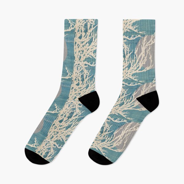 Item preview, Textured Teal Illustration of Bare Tree Branches Silhouetted Against a Large Moon — Minimal Wall Art designed and sold by portokalis.