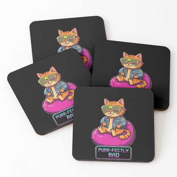 Item preview, Retro 80s Purr-fectly Rad Pixel Art Cat designed and sold by KelliesGrafix.