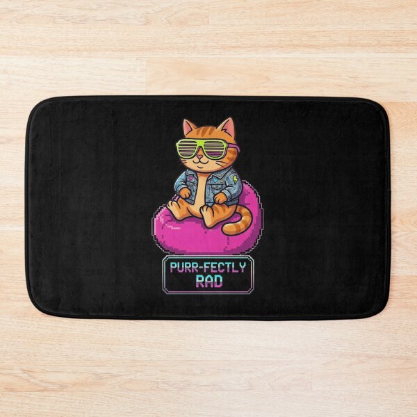 Item preview, Retro 80s Purr-fectly Rad Pixel Art Cat designed and sold by KelliesGrafix.