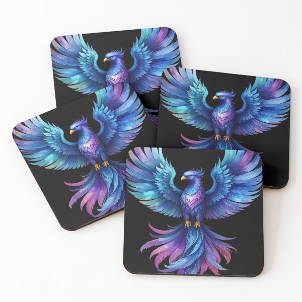 Item preview, Purple-blue phoenix of rebirth in watercolor style designed and sold by LiskoDesign.