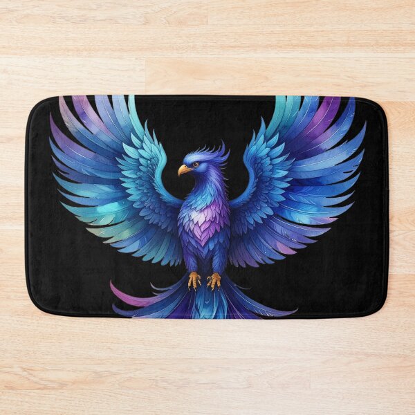 Item preview, Purple-blue phoenix of rebirth in watercolor style designed and sold by LiskoDesign.
