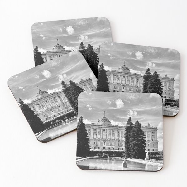 Item preview, Sabatini Gardens at the Royal Palace of Madrid - black and white - Aesthetic travel photography designed and sold by Feroz Pics.