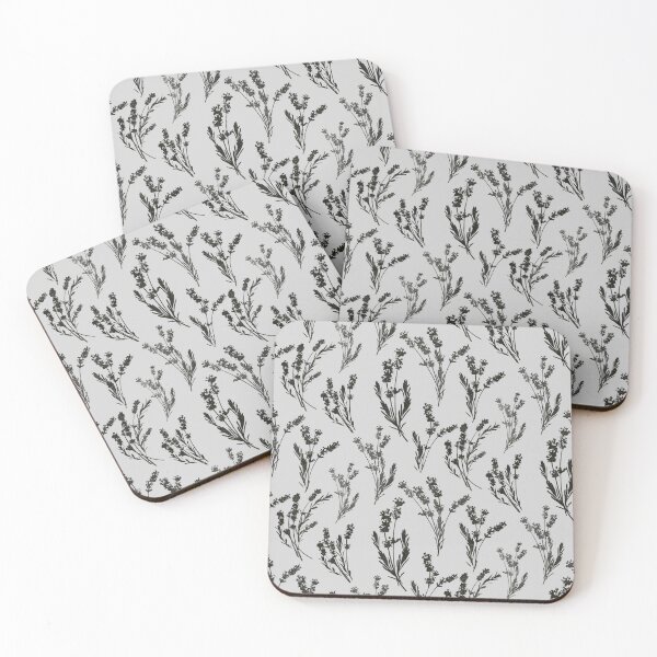Item preview, Botanical Lavender Silhouette Sprig Pattern Monochrome in Light Grey designed and sold by NoemiMarozsan.