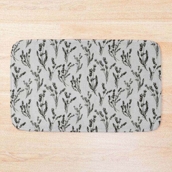 Item preview, Botanical Lavender Silhouette Sprig Pattern Monochrome in Light Grey designed and sold by NoemiMarozsan.